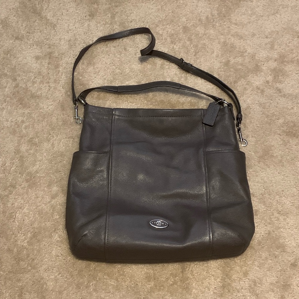 Like new Coach large gray crossbody leather bag